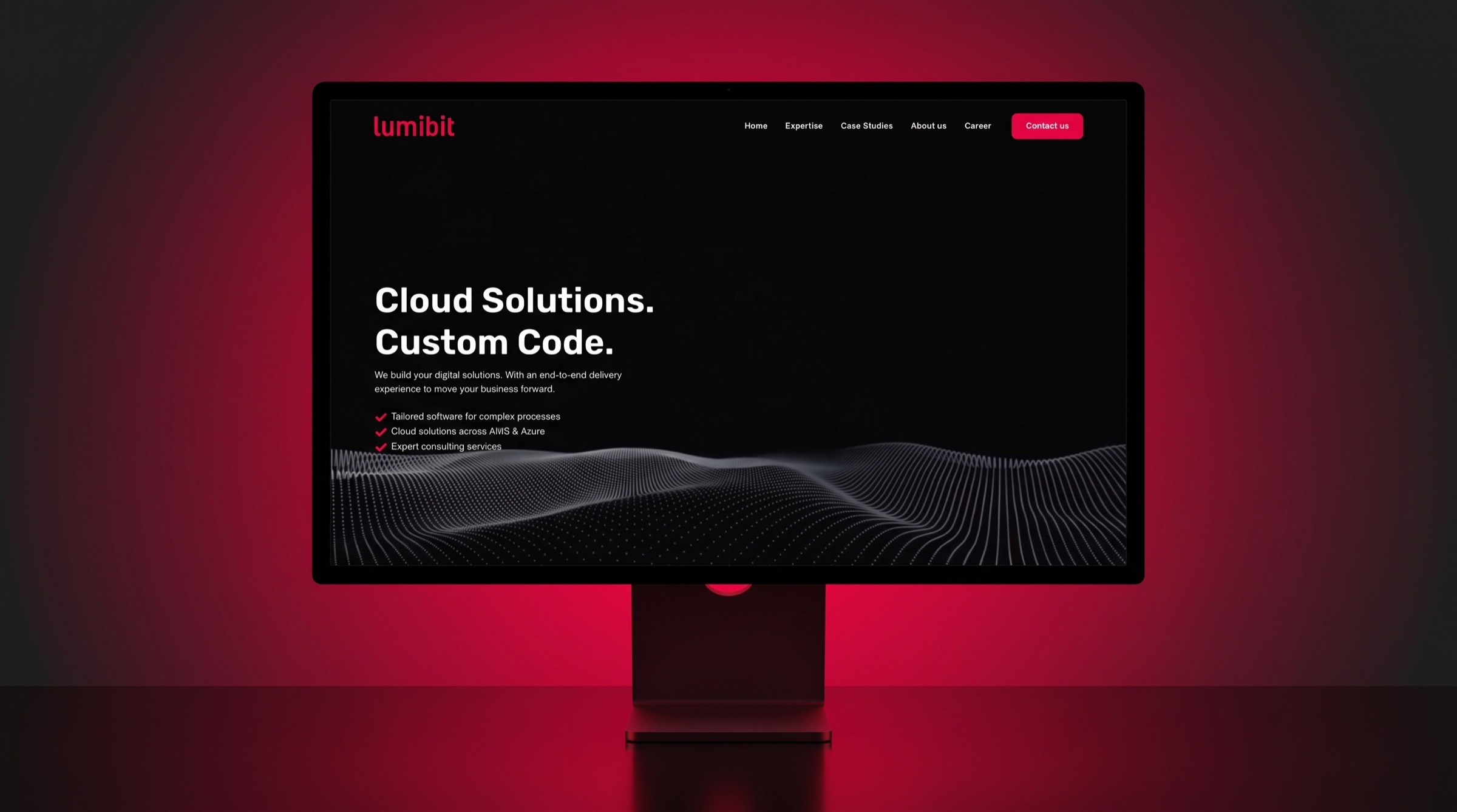 Website von Lumibit auf einem Monitor